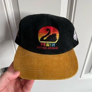 Vintage Genuine Leather Black and Tan Perth Australia Hat